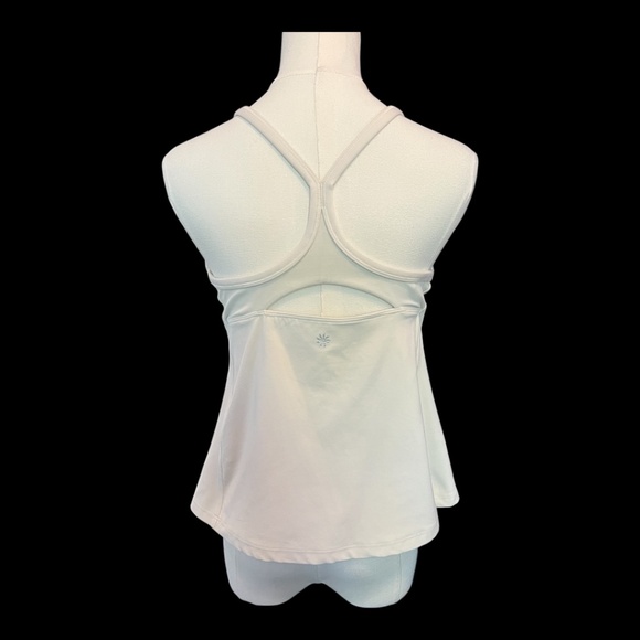 🏋️ EUC ATHLETA Cream “Vital” Racerback Tank Top w/ Built-In Bra Sz L - Picture 4 of 8